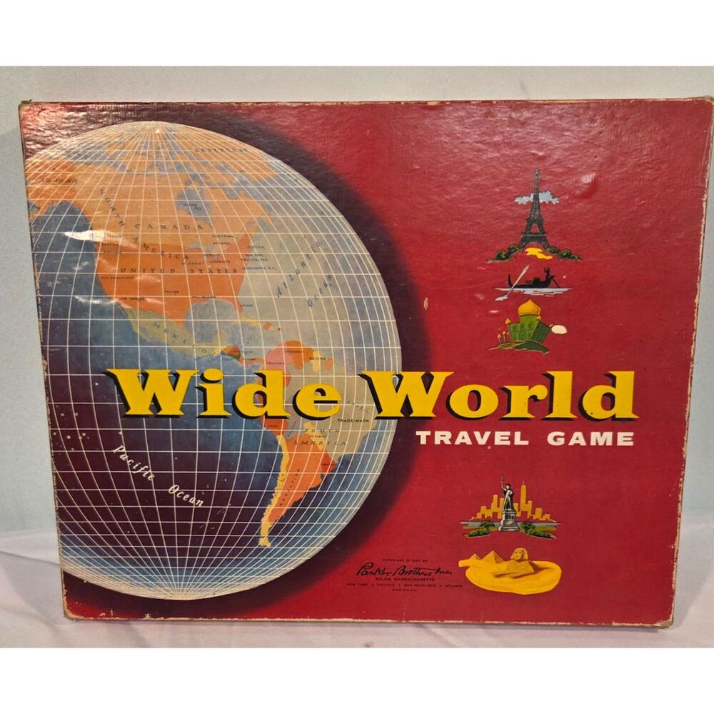 Vintage Wide World Travel Game Complete Parker Brothers Board Game 1950s